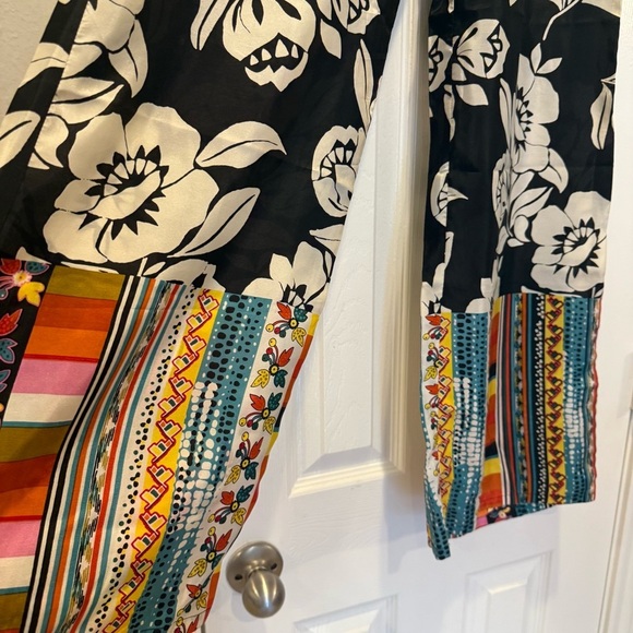 Anthropologie Pinkerton Silk Pants Women’s Small Black White Floral Boho Hippie - Picture 6 of 12